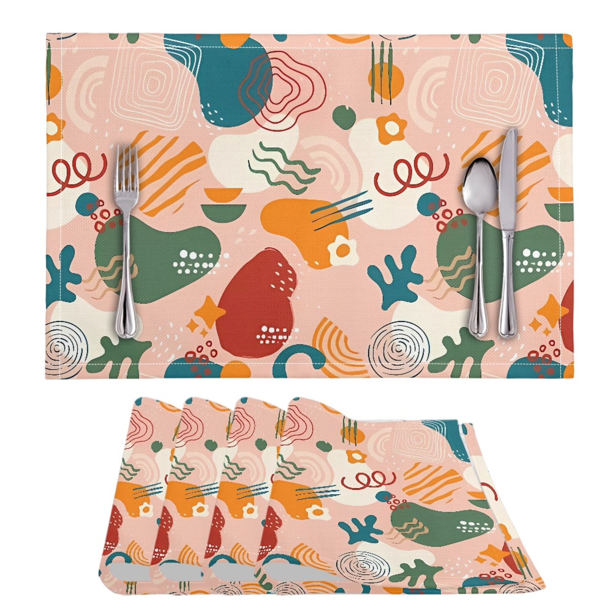 Vodetik Store Flat Aesthetic Placemats Set of 4 for Dining Table Heat
