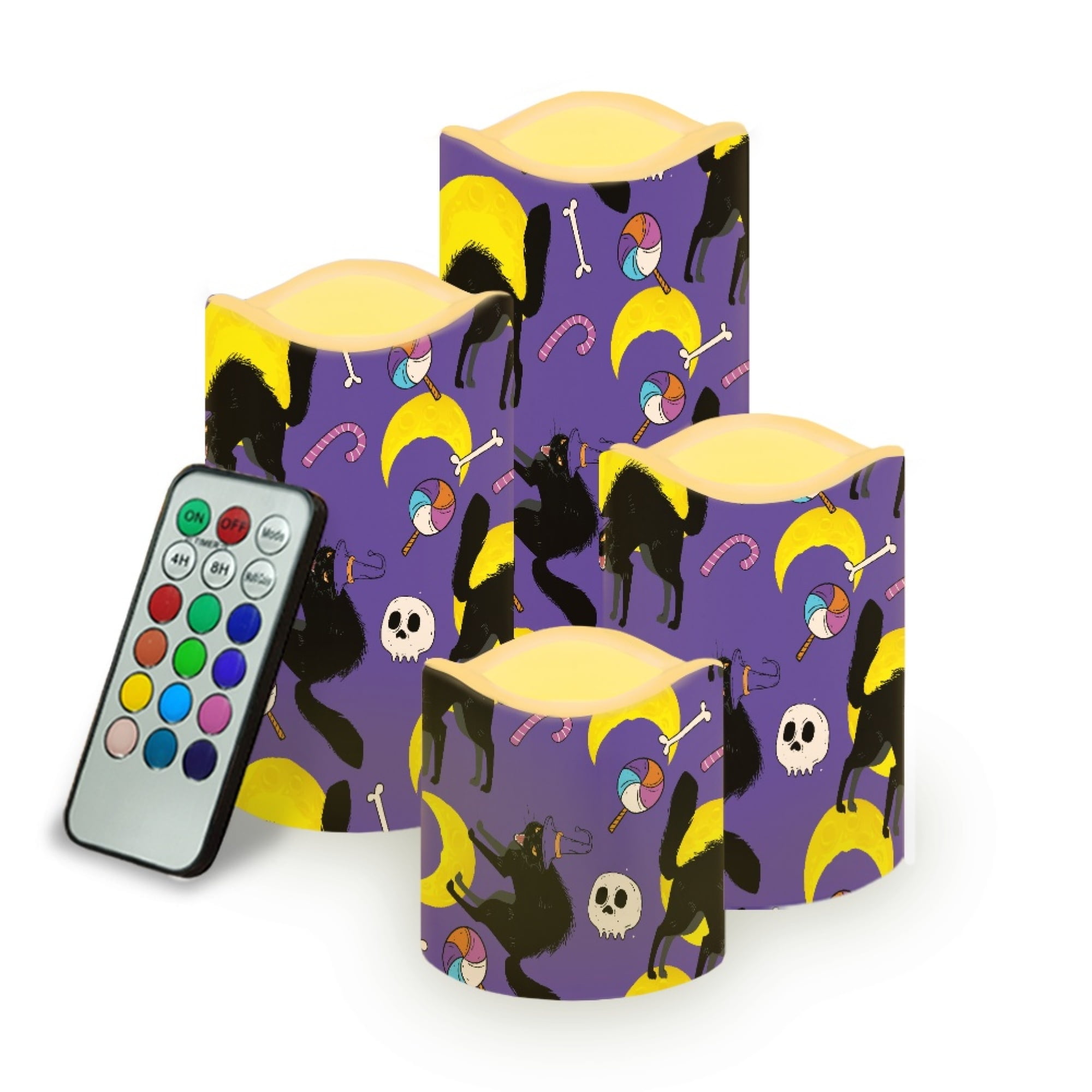 Vodetik Store Halloween Flameless Candles with Remote,4 Pack Battery
