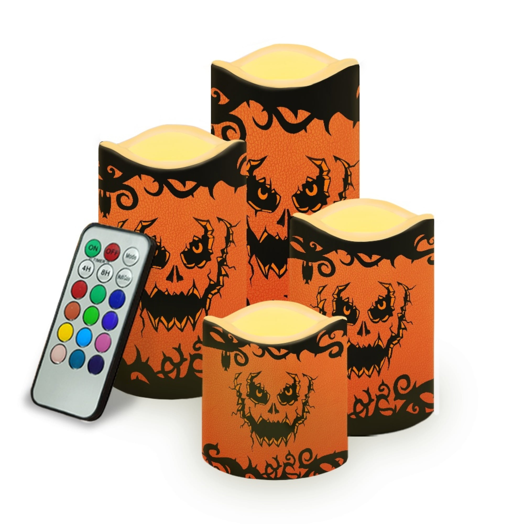 Vodetik Store Halloween Flameless Candles with Remote,4 Pack Battery