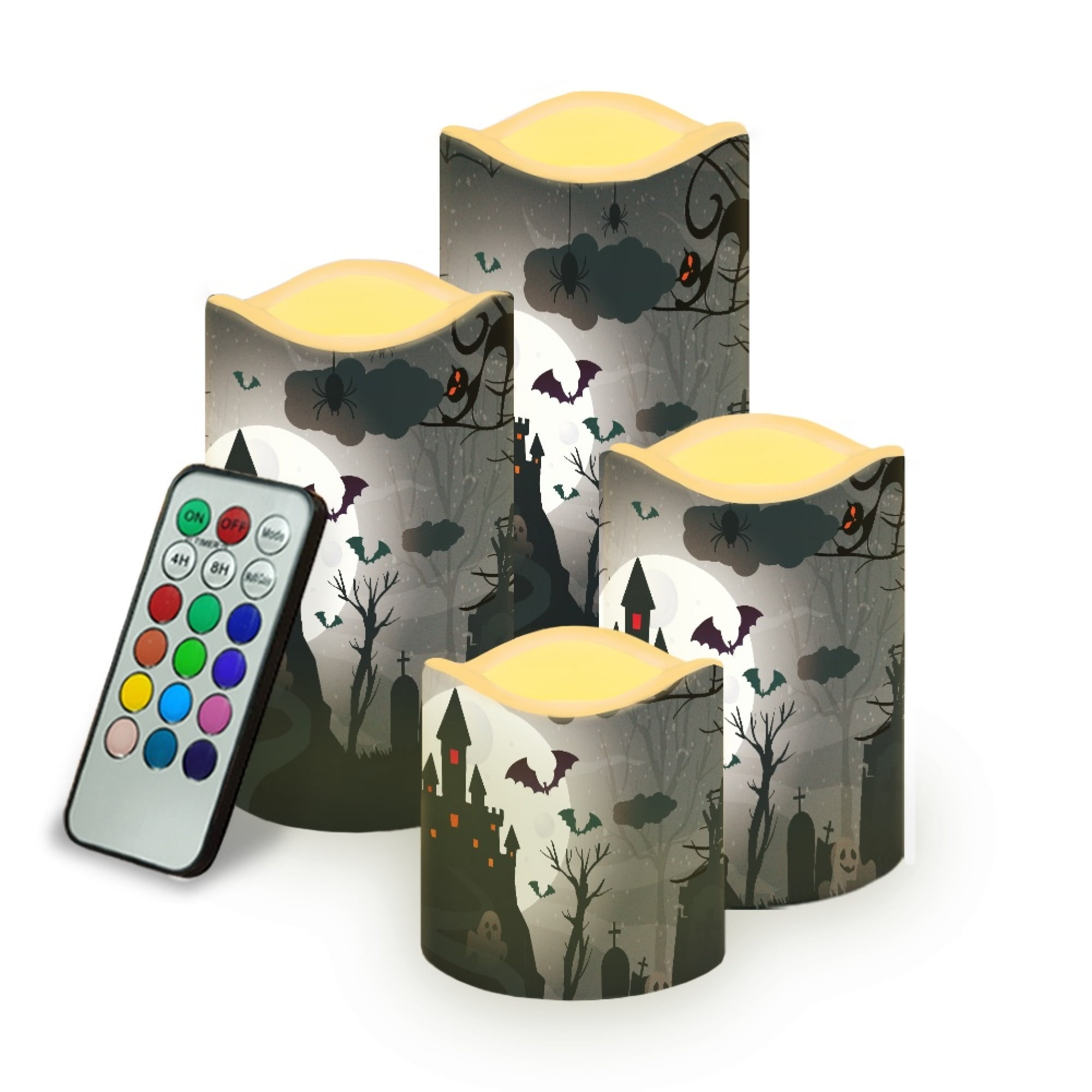 Vodetik Store Halloween Flameless Candles with Remote 4 Pack Battery