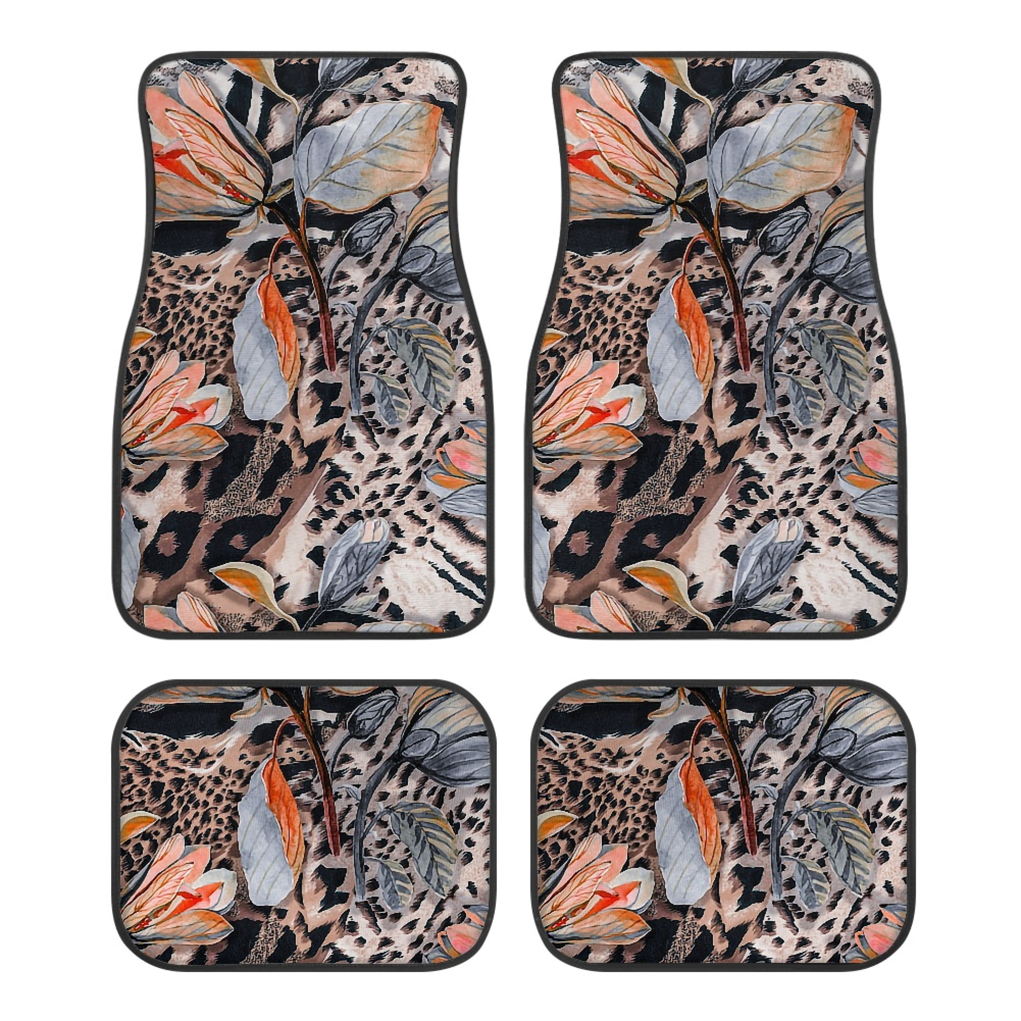 Vodetik Store Leopard Print Car Floor Mats Set 4 Anti Dirty Carpet All Weather Waterproof Heavy Duty Rug Walmart
