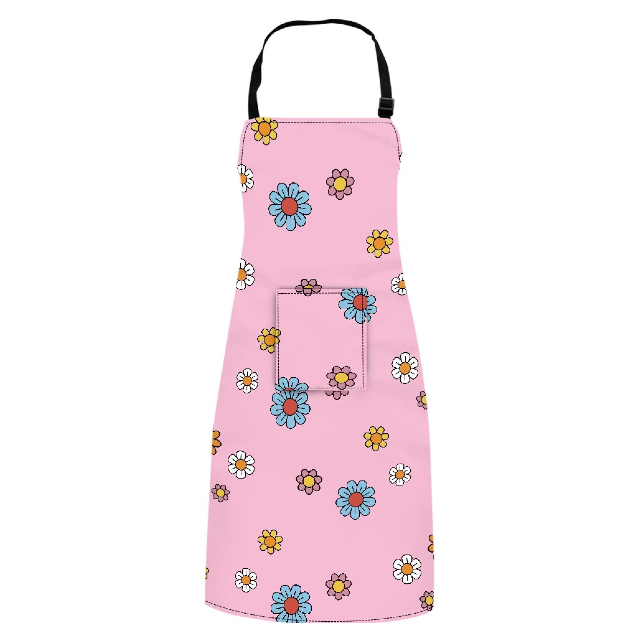 Vodetik Store Pink Floral Aprons for Women with Pockets OilProof