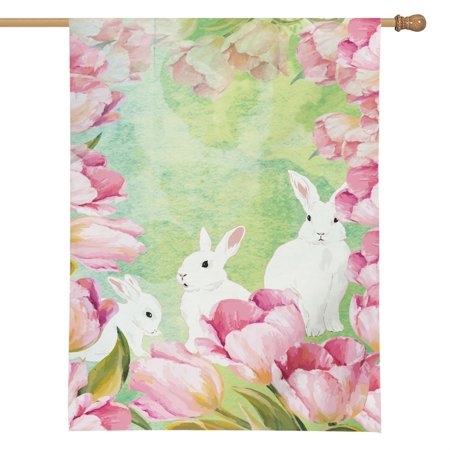 Vodetik Store Rabbit Flowers Garden Flags Double Sided Animal Yard Flags 12×18inch