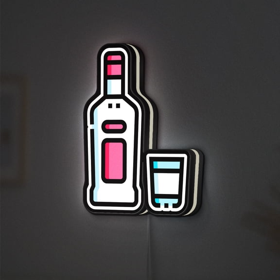 Vodka 3D Novelty Light Box, Conceptual Art Decor for Galleries and Creative Installations (Width 16 inch, 40cm)