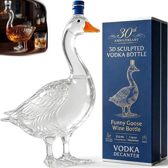 Vodka 3D Sculpted Goose Bottle 11.8oz Glass Wine Decanter for Bar, Home, partys, Men, Dad, Father, Parties Gift(wxx)