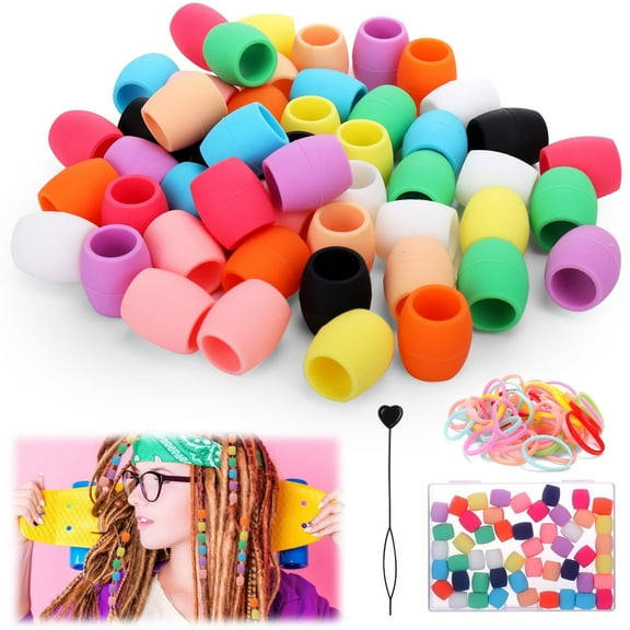 Vodolo Silicone Hair Beads for Kids Girls,Silicone Beads for Hair Braids,Small