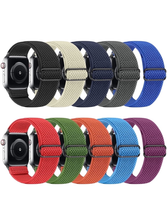 10 pack Elastic Watch Band Compatible with Apple Watch 38mm 40mm 41mm 42mm 44mm 45mm 46mm 49mm for Women Men, Soft Sport Wristbands for iWatch Series 11/10/9/8/7/SE 3/SE 2/Ultra 3/Ultra 2