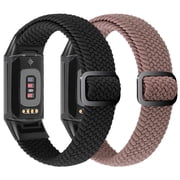 Vodtian 2 Pack Braided Bands For Fitbit Charge 6/Charge 5, Soft Nylon Adjustable Wristband For Women Men