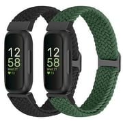 Vodtian 2 pack Braided Bands for Fitbit Inspire 3/Inspire 2/Inspire Band, Elastic Adjustable Nylon Replacement Wristband for Women Men