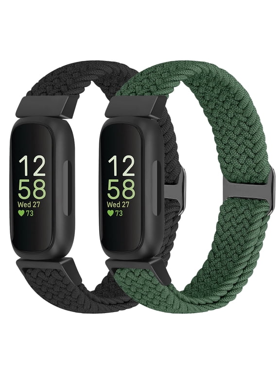 2 pack Braided Bands for Inspire 3/Inspire 2/Inspire Band, Elastic Adjustable Nylon Replacement Wristband for Women Men