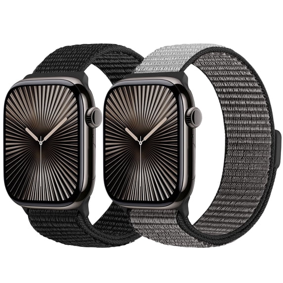 Vodtian 2 Pack Nylon Sport Bands Compatible with Apple Watch Bands 38mm 40mm 41mm 42mm 44mm 45mm 46mm 49mm for Women Men, Soft Breathable Straps for iWatch Series 10/9/8/7/6/5/4/3/2/1/SE/Ultra/Ultra2