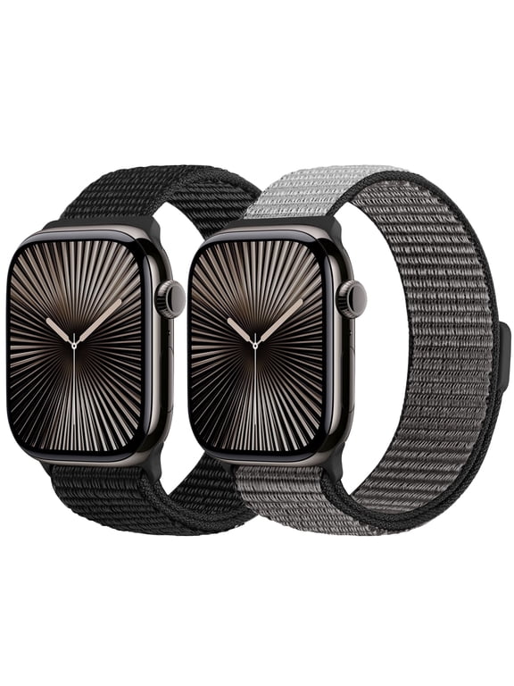2 Pack Nylon Sport Bands Compatible with Apple Watch Bands 38mm 40mm 41mm 42mm 44mm 45mm 46mm 49mm Women Men, Soft Breathable Straps for iWatch Series 11/10/9/8/7/6/SE 3/Ultra 3