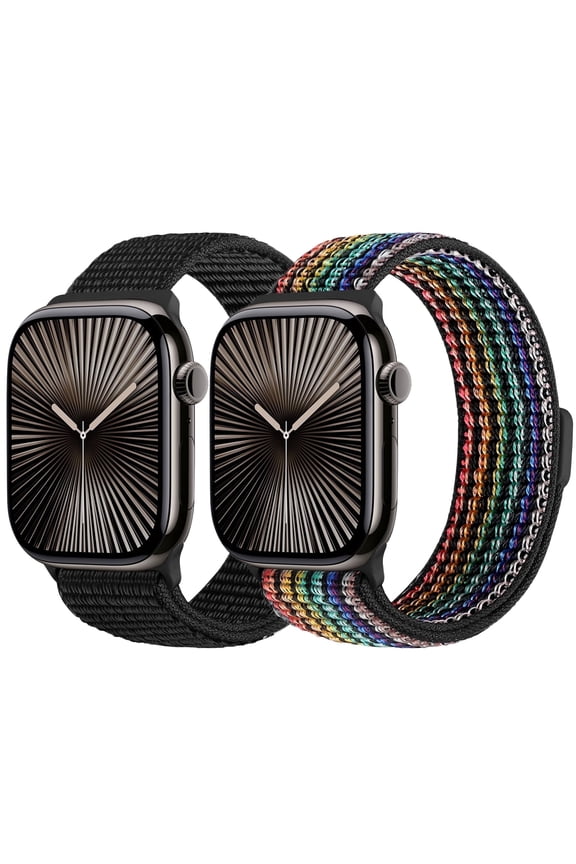 2 Pack Nylon Sport Bands Compatible with Apple Watch Bands 38mm 40mm 41mm 42mm 44mm 45mm 46mm 49mm Women Men, Soft Breathable Straps for iWatch Series 11/10/9/8/7/6/SE 3/Ultra 3