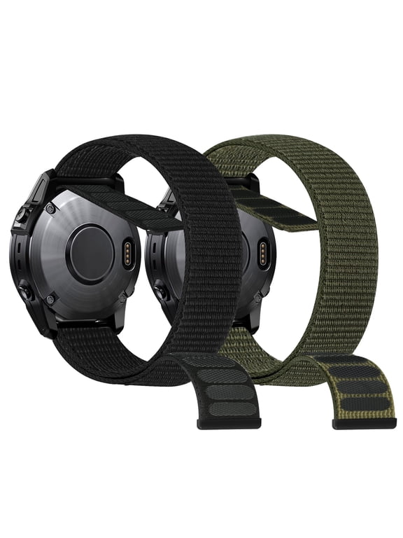 22mm Quick Fit Hook and Look Nylon Bands Compatible with Garmin Fenix 8 47mm/Fenix 7/Fenix 6/Fenix 5, Garmin Approach S62/S60, Epix Gen 2/Epix Pro 47mm for Women Man
