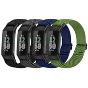Vodtian 4 Pack Elastic Bands For Charge 6/Charge 5 Band, Breathable Sport Nylon Adjustable Replacement Wriststrap For Women Man
