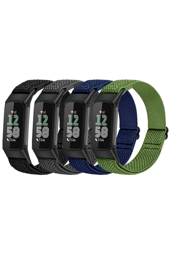 4 Pack Elastic Bands For Charge 6/Charge 5 Band, Breathable Sport Nylon Adjustable Replacement Wriststrap For Women Man