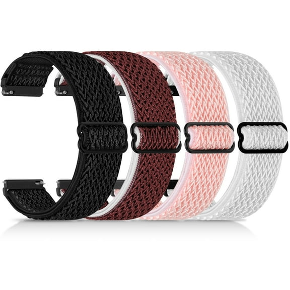 Vodtian 4 pack 20mm Elastic Nylon Bands Compatible with Samsung Galaxy Watch7/6/5/4, Garmin Vivoactive 6/5/3, Garmin Venu, Quick Release Repalcement Bands for Amazfit Bip 3/Amazfit Active 2