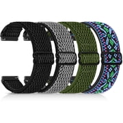 Vodtian 4 pack 20mm Elastic Nylon Bands Compatible with Samsung Galaxy Watch7/6/5/4, Garmin Vivoactive 6/5/3, Garmin Venu, Quick Release Repalcement Bands for A