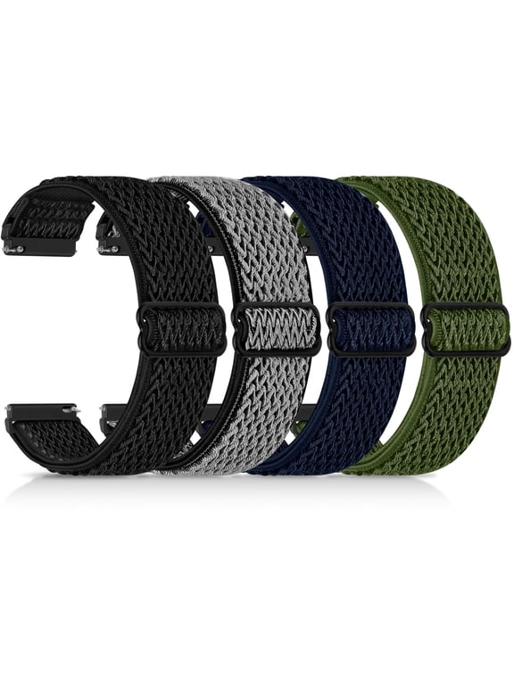 4 pack 22mm Elastic Nylon Bands Compatible with Samsung Galaxy Watch 3 45mm, Garmin Venu 3/Venu 2, Vivoactive 4 45mm, Quick Release Repalcement Bands for Amazfit Bip 6/Bip 5