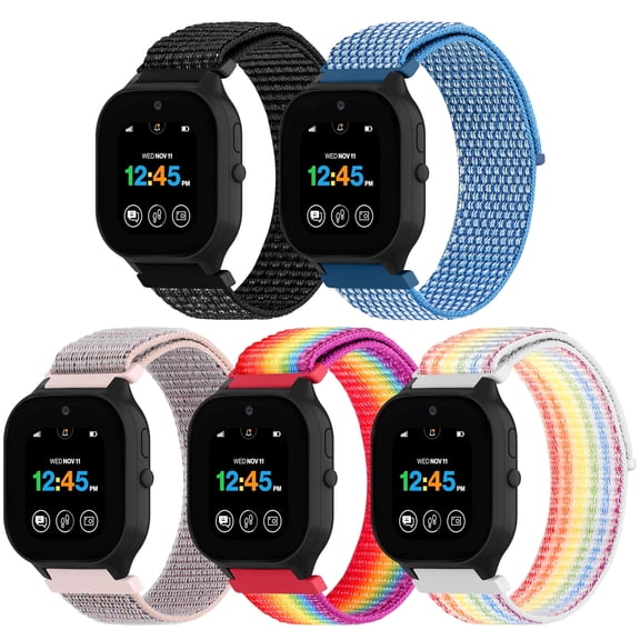 Vodtian 5 Pack Nylon Short Bands Compatible with Gabb Watch 3 2 1/Gizmo Wach 3e 3 2 1, 20mm Solo Loop Soft Strap for Xplora X6 Play/Pro, Cosmo JrTrack Watch