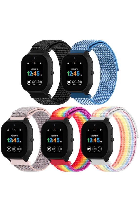 5 Pack Nylon Short Bands Compatible with Gabb Watch 3 2 1/Gizmo Wach 3e 3 2 1, 20mm Solo Loop Soft Strap for Xplora X6 Play/Pro, Cosmo JrTrack Watch
