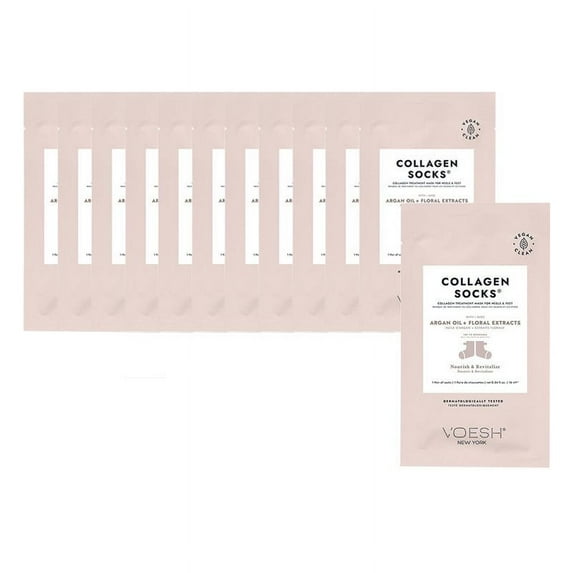 Voesh Collagen Socks Argan Oil + Floral Extracts Nourishing & Hydrating Pack of 12