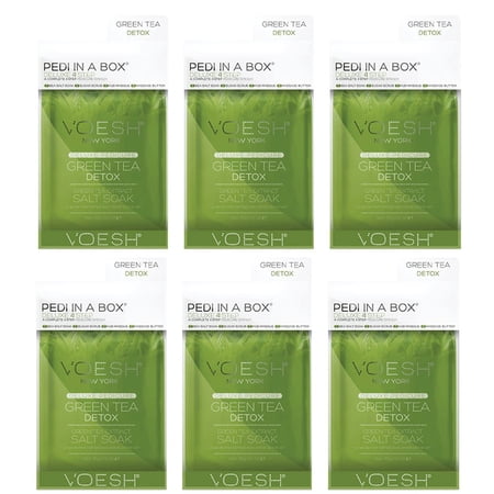 Voesh Deluxe Pedicure Pedi In A Box 4 In 1 Green Tea Detox Pack Of 6