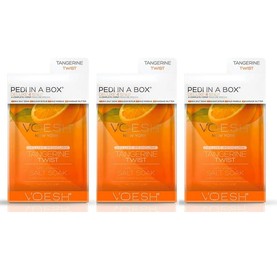 Voesh Deluxe Pedicure Pedi In A Box 4 In 1 Tangerine Twist Pack Of 3
