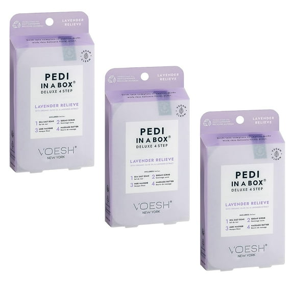 Voesh Pedi In A Box 4 In 1 Deluxe Pedicure Lavender Relieve Pack Of 3