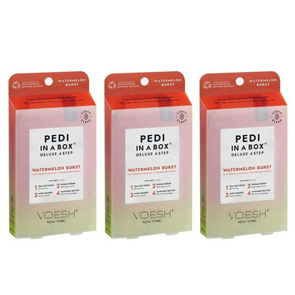 Voesh Pedi In A Box 4 In 1 Deluxe Pedicure WATERMELON BURST Pack Of 3