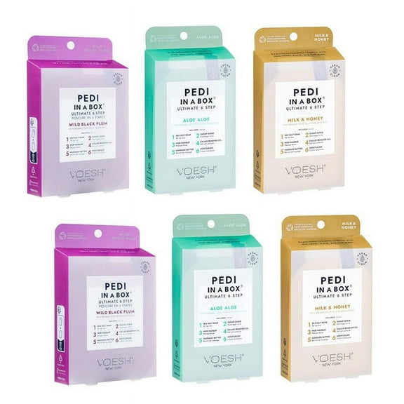 Voesh Pedi In a Box Deluxe 6 Step Pedicure kit - Mix Of 3 Scents