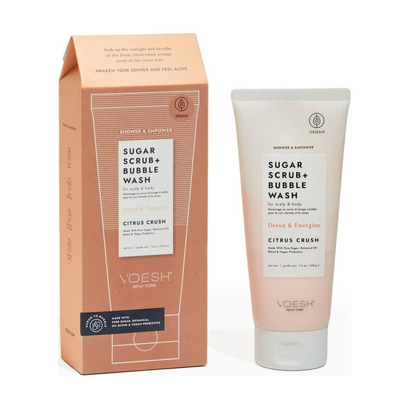 Voesh Sugar Scrub + Bubble Wash/Exfoliating Scalp & Body Wash – Citrus Crush