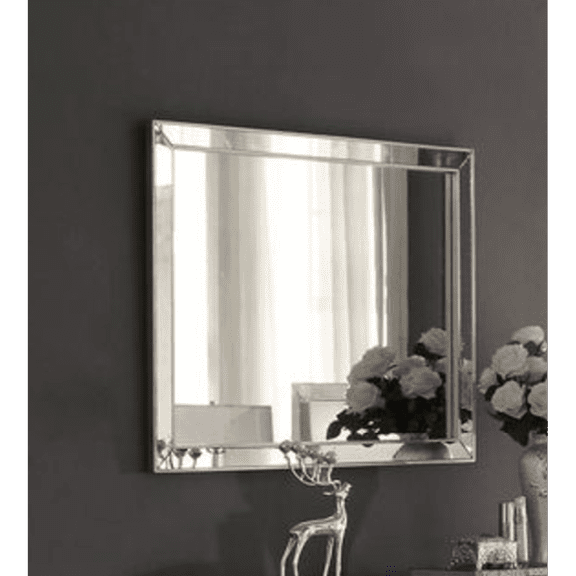 Voeville II Platinum Finish Mirror Elegant Wall Mirror for Bedroom Bathroom Living Room