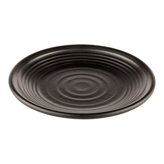 Voga Round Black Melamine Medium Plate - Japonais, Black Stone - 10" x 10" x 1 1/4" - 10 count box