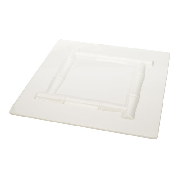 Voga Square White Melamine Plate - Bamboo Trim - 12" x 12" x 1" - 10 count box