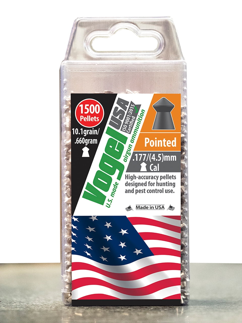 Vogel Pointed Sport .177/4.5 cal, 10.1grain/.660gram Airgun Pellet-1500
