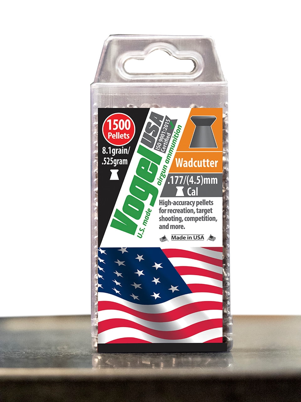 Vogel Wadcutter Sport .177/4.5 cal, 8.1grain/.525gram Airgun Pellet-1500ct