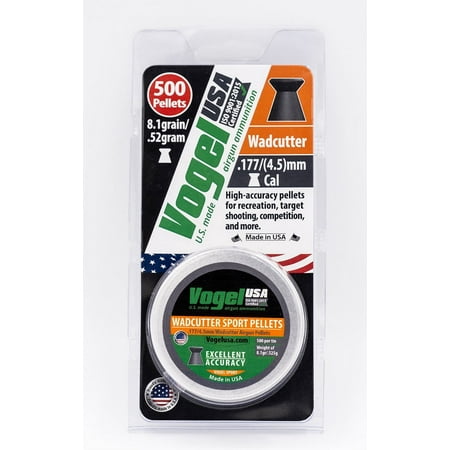 Vogel Wadcutter Sport .177/4.5 cal, 8.1grain/.525gram Airgun Pellet-500ct