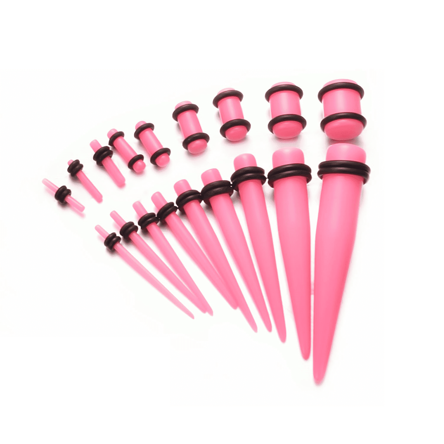 Vogem 18 Pieces Pink Ear Stretching Kit Acrylic Silicone Extension Body ...