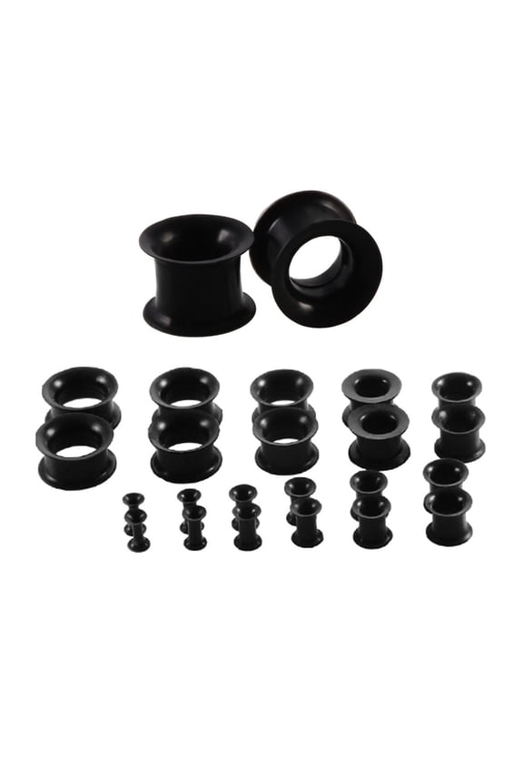 24Pcs Black Tapers for Ear Stretching Kit Silicone Ear Plugs and Tunnels For Women and Men