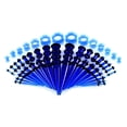 thumbnail image 1 of Vogem 50 Pieces Ear Stretching Kit Acrylic Tapers and Plugs 14G-00G Silicone Flared Tunnels Ear Gauges Expander Set Body Piercing Jewelry(Transparent Blue), 1 of 5