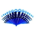 thumbnail image 1 of Vogem 50 Pieces Ear Stretching Kit Acrylic Tapers and Plugs 14G-00G Silicone Flared Tunnels Ear Gauges Expander Set Body Piercing Jewelry(Transparent Blue), 1 of 5
