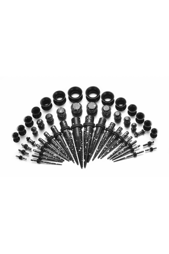 50Pcs Stretchers Silicone Ear Plugs and Tunnels Black and White Tapers for Ear Stretching Kit For Women and Men