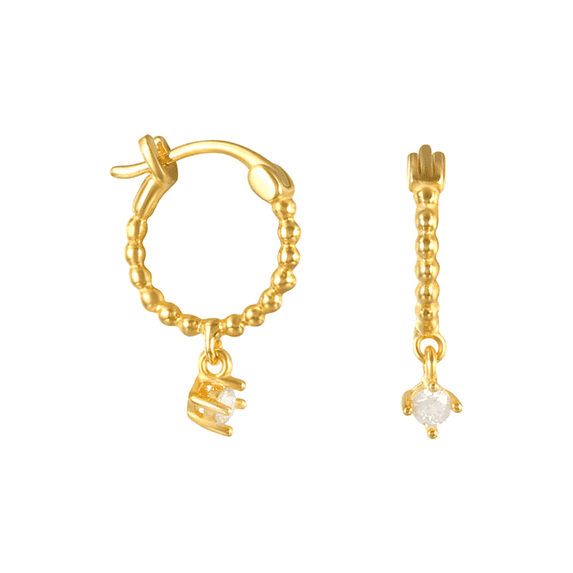 Vogem Asymmetrical Gold Earrings For Women Cubic Zirconia Drop Earrings Bar Hoop Elegant Jewelry Hypoallergenic