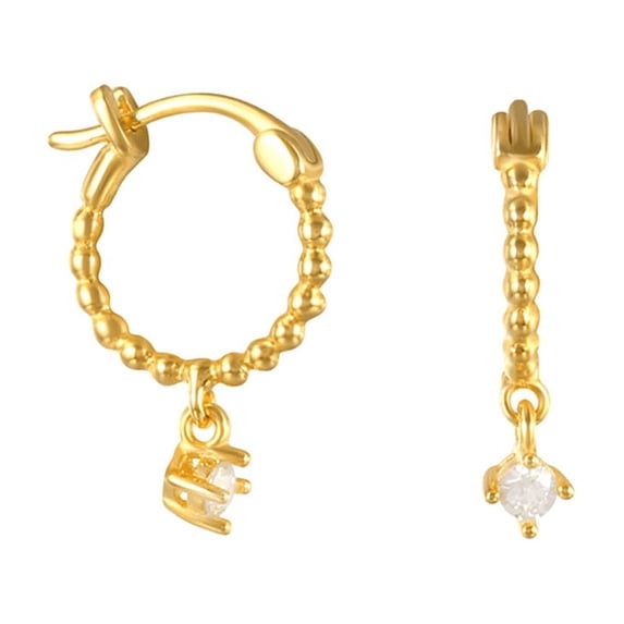 Vogem Asymmetrical Gold Earrings For Women Cubic Zirconia Drop Earrings Bar Hoop Elegant Jewelry Hypoallergenic