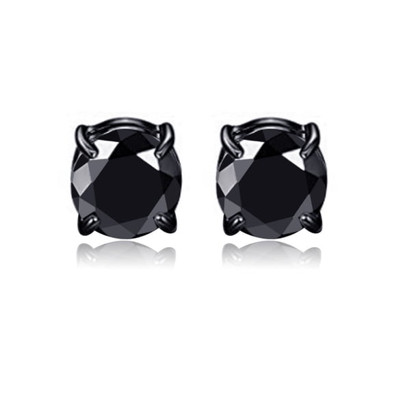 Vogem Black Earrings Women, Stainless Steel Clip On Earrings Non-piercing 8mm Cubic Zirconia