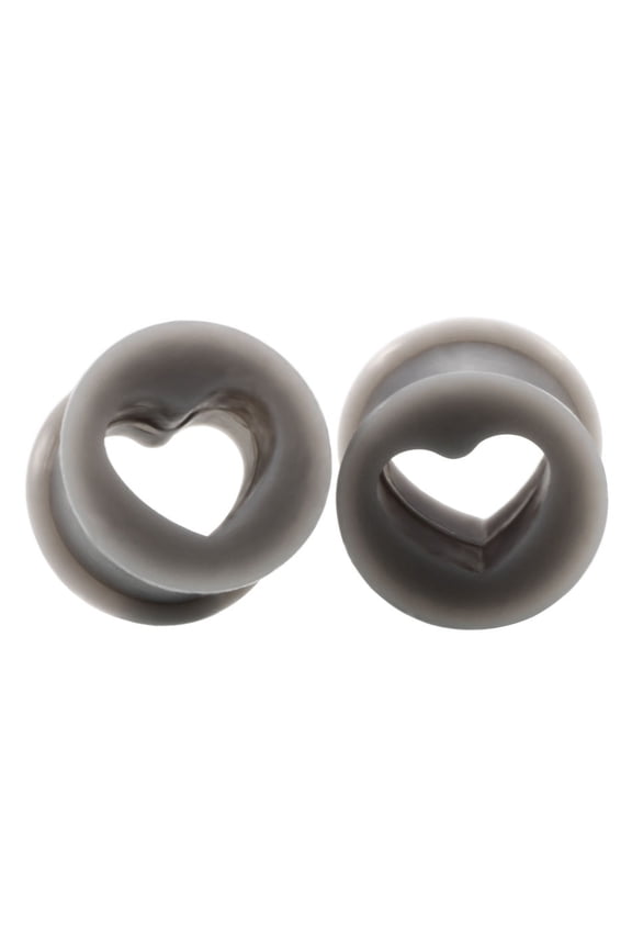 Black Heart Silicone Ear Tunnels Stretching Plugs For Women and Men Hypoallergenic 10MM(00G)