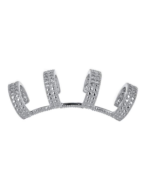Cuff Earrings for Women Ear Crawler Earrings Paved Cubic Zirconia Ear Climber Hypoallergenic Jewellery(Silver)