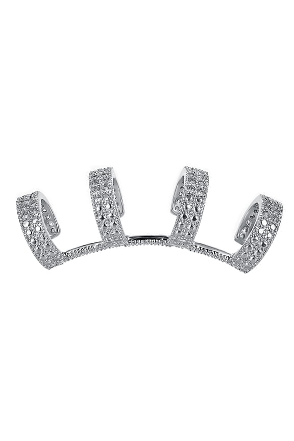 Cuff Earrings for Women Ear Crawler Earrings Paved Cubic Zirconia Ear Climber Hypoallergenic Jewellery(Silver)