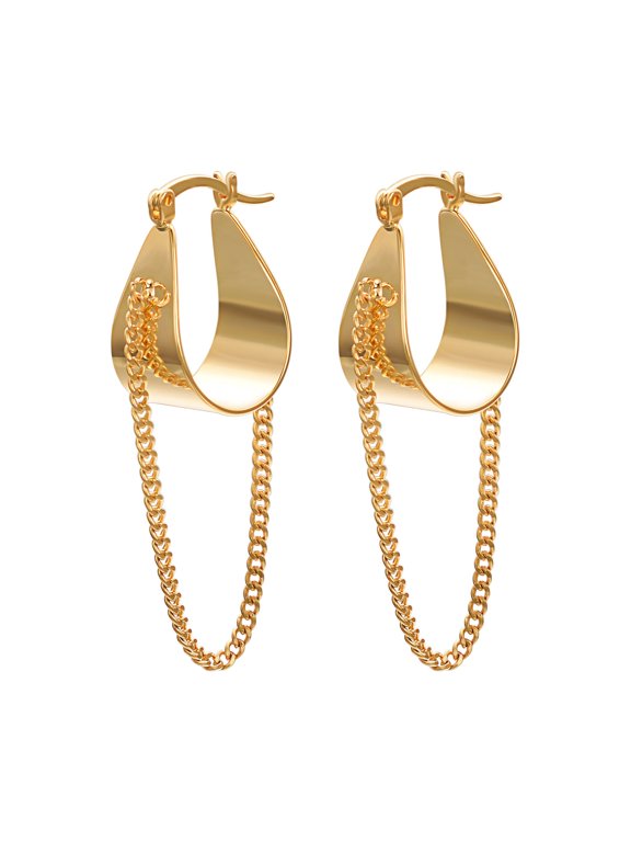 Huggie Hoop Earrings For Women 18K Gold Plated dangle chain earrings Simple Piercing Hoop Earrings Fashion Jewellery